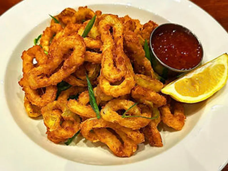 Crispy calamari with sauce at AJ Hibachi Steakhouse, an Asian Restaurant in Cheshire